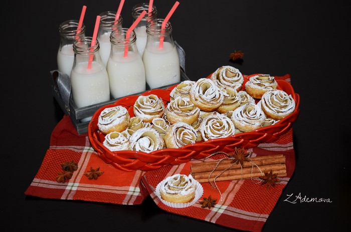 Rose Pastries with Milk Bottles