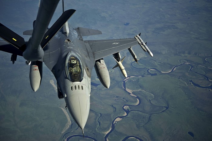 F-16 Fighting Falcon aircraft in flight