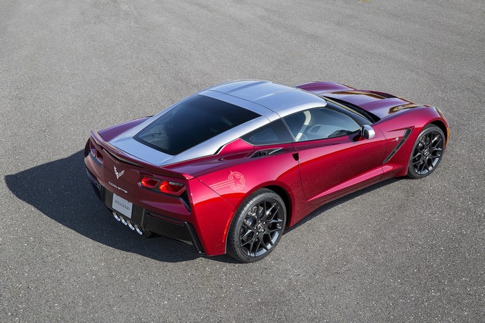 Red Chevrolet Corvette C7 Stingray with Silver Roof