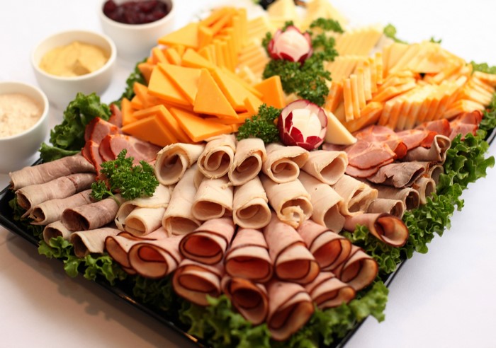Meat and cheese platter with dips