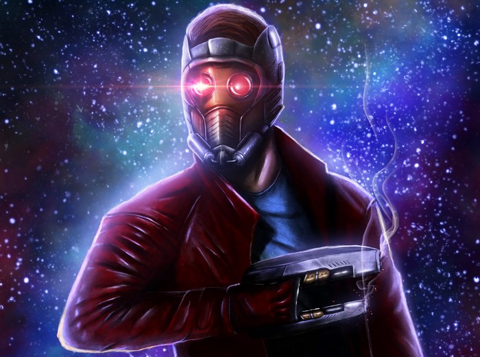 Star Lord from Guardians of the Galaxy in space