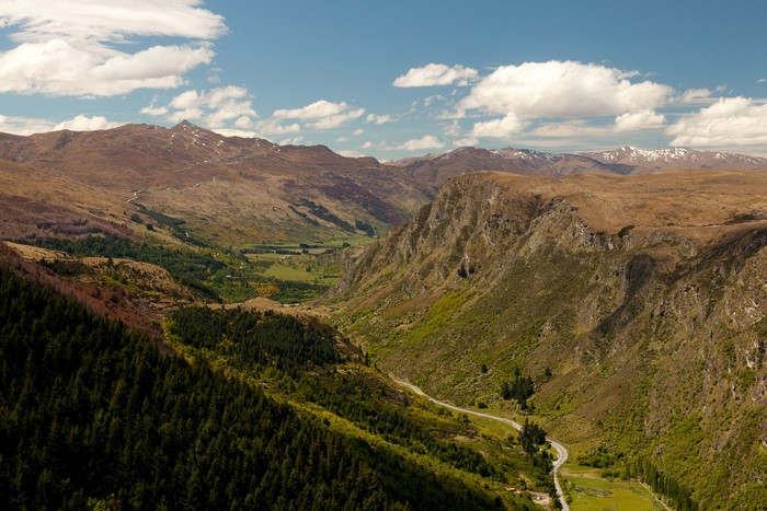 Valley and mountains in Queenstown, New Zealand