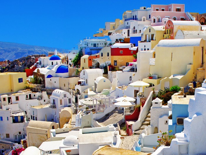 Santorini Greece white houses and blue domes
