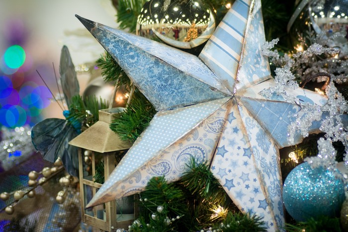 Christmas tree star ornament and decorations