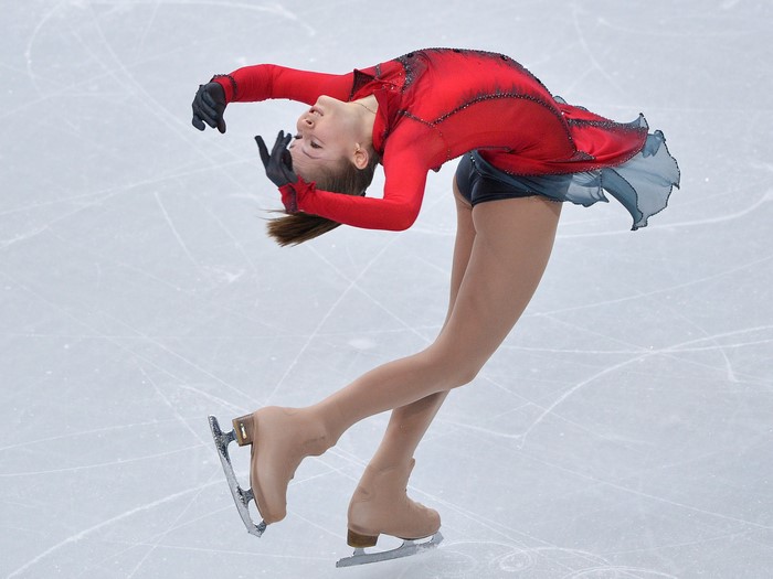 Yulia Lipnitskaya Brown haired Ice Legs Pantyhose