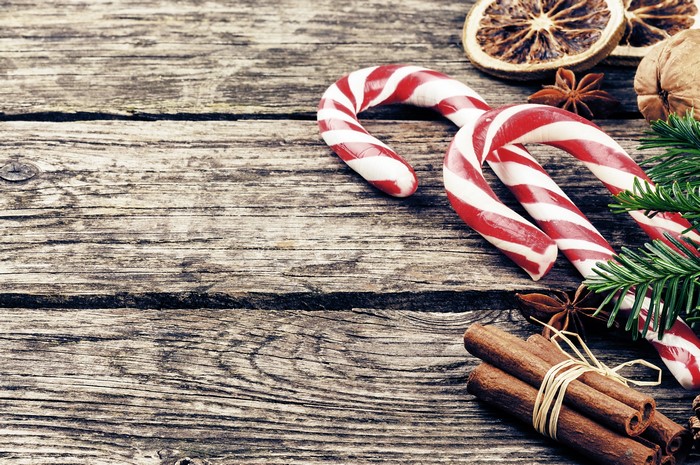 Christmas Sweets and Spices on Wooden Table