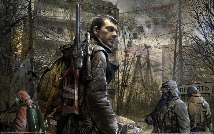 Men from S.T.A.L.K.E.R. Call of Pripyat in Chernobyl