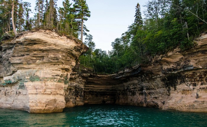 Cave entrance in Lake Superior, Michigan