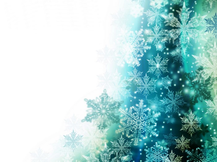 Snowflakes on a blue and green background