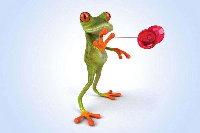 Frog playing with a yo-yo