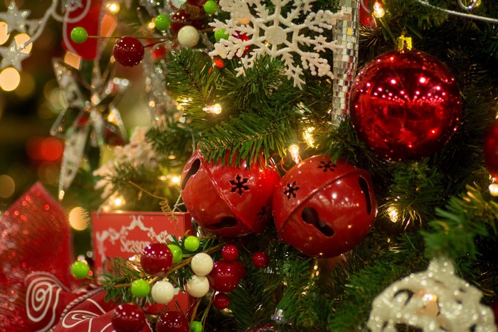 Christmas Tree Ornaments with Lights and Snowflakes