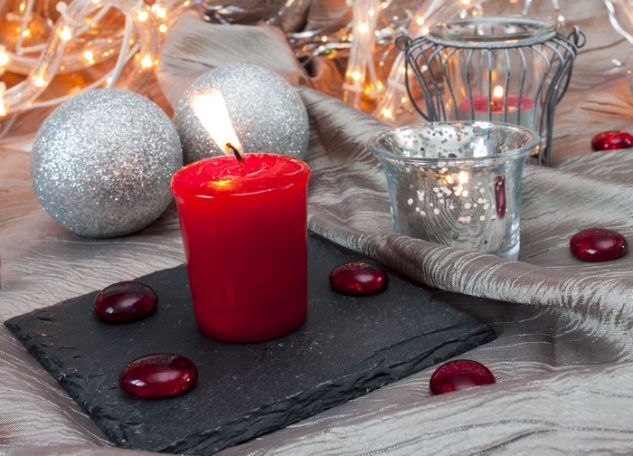 Christmas Candles and Ornaments with Lights