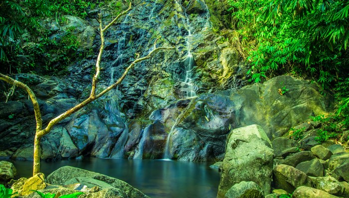 4K Waterfalls and Stones in Khuekkhak, Thailand