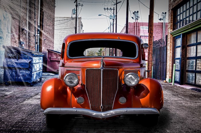 Orange Ford Truck in Alley