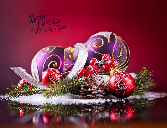 Merry Christmas & Happy New Year Ornaments
