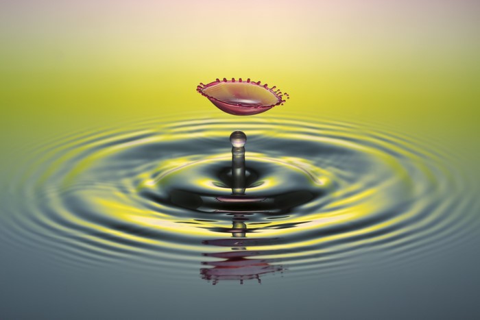 Water drop splash with ripples