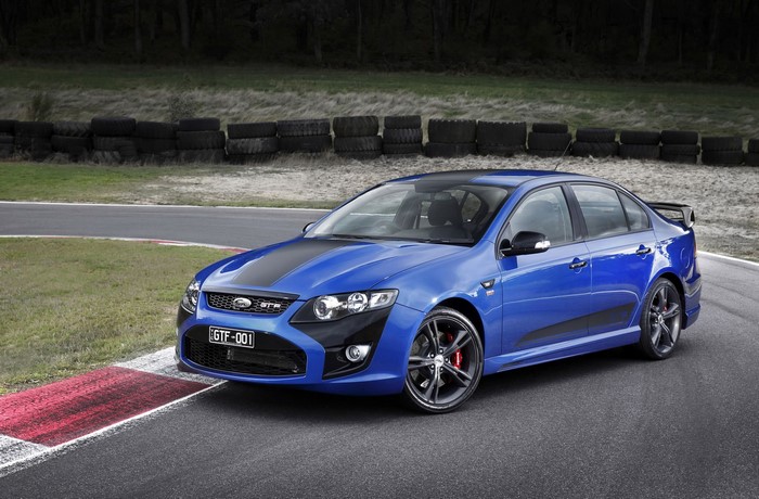 Blue 2014 FPV GT F 351 on a racetrack