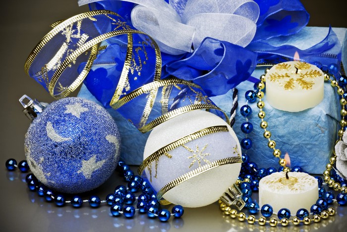 Christmas Gifts with Candles and Ornaments