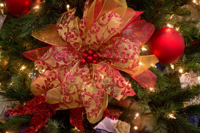 Christmas tree with ornaments and lights