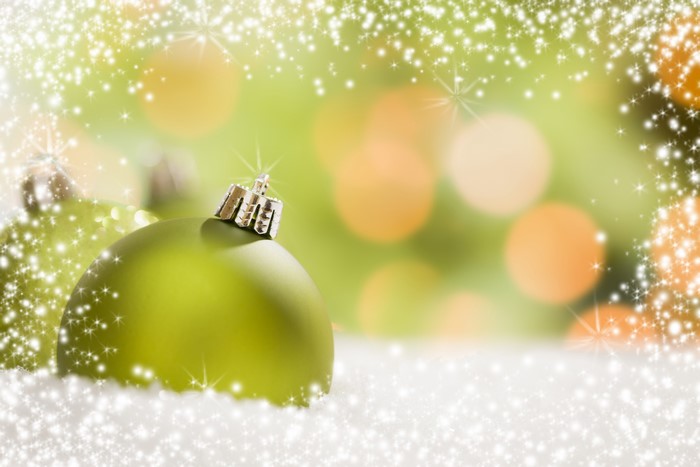 Christmas ornaments with snowflakes and bokeh