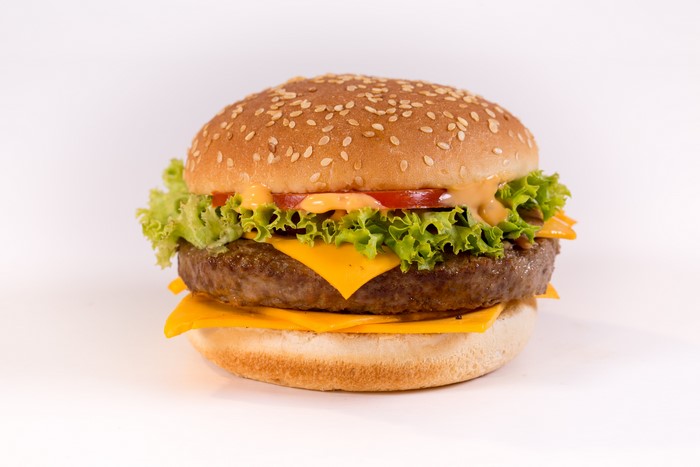 Hamburger with cheese and lettuce