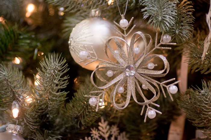 Christmas tree with ornaments and lights