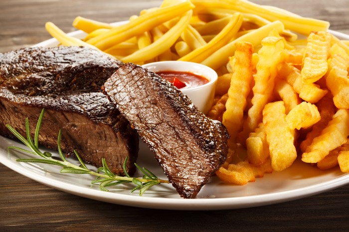 Steak and French Fries with Ketchup