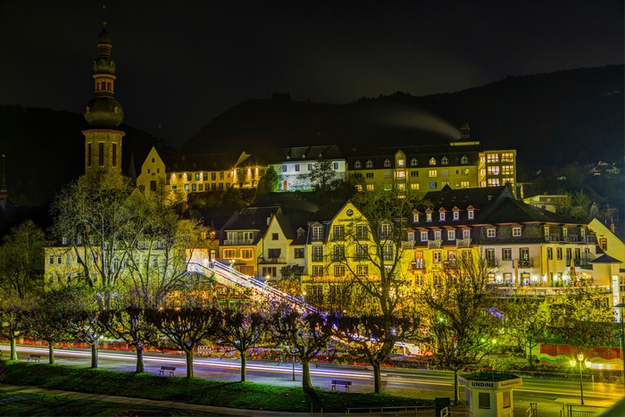 4K Germany Cochem Houses and Roads at Night