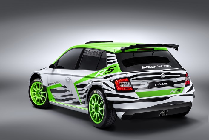 Skoda Fabia R5 rally car rear view