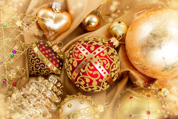 Christmas Ornaments and Decorations on Fabric