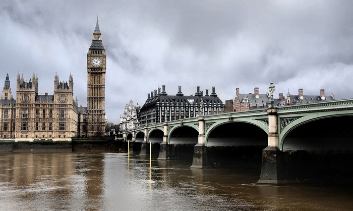 Big Ben and Houses of Parliament over River Thames, London