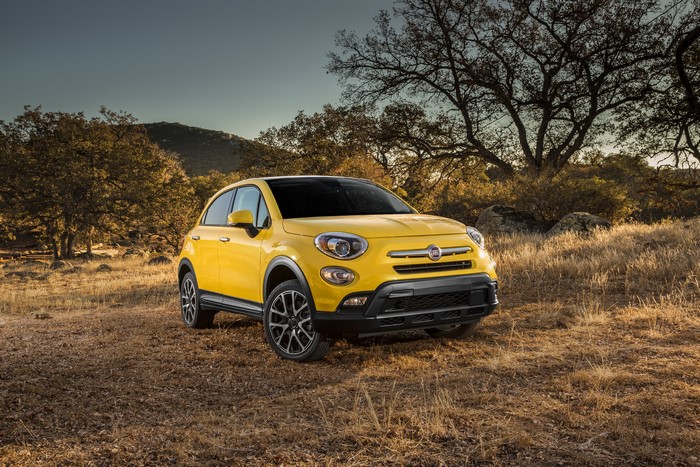 Yellow Fiat 500X Trekking Plus parked outdoors