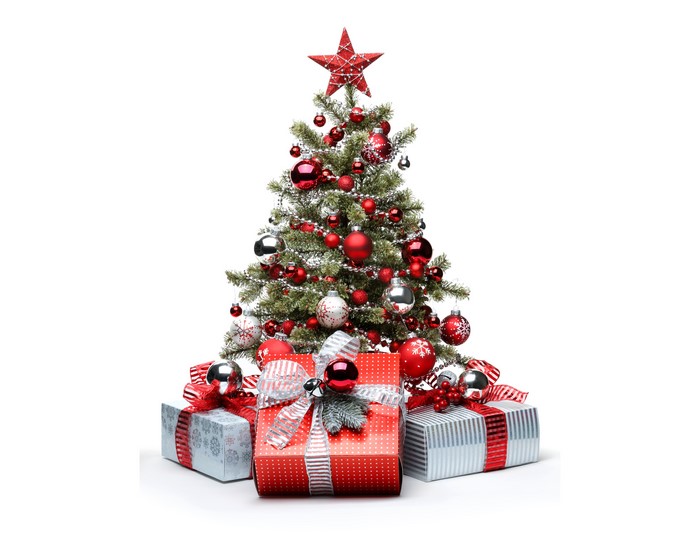Christmas Tree with Gifts and Ornaments
