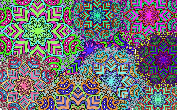 Mandala patterns in bright colors