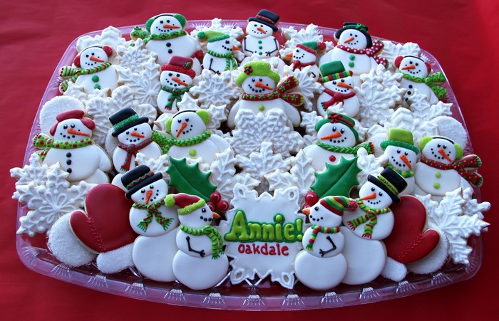 Christmas Snowman Cookies with "Annie! Oakdale" Message