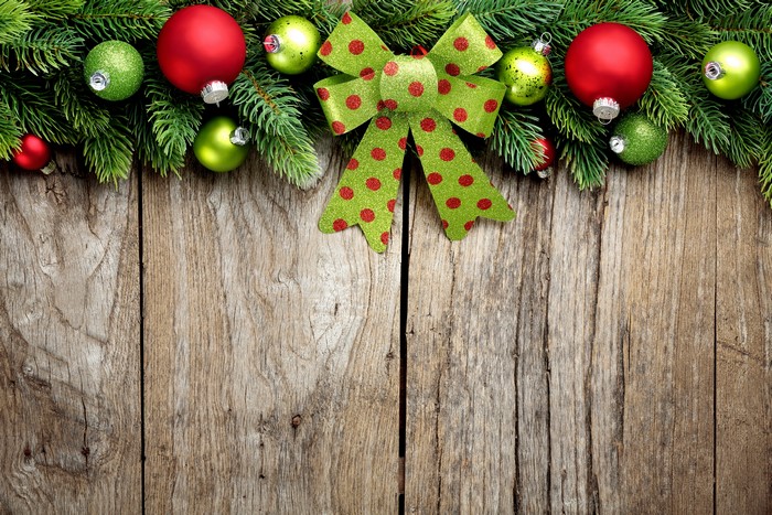 Christmas Branches with Ornaments and Bow