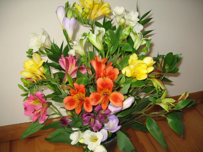Bouquets of Alstroemeria and Freesia flowers