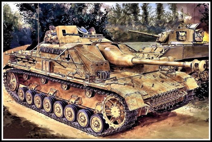 Stug Tanks in a Forest Painting