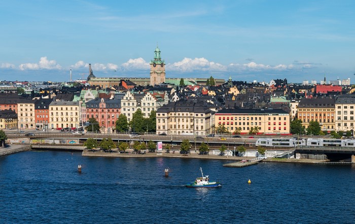 Stockholm cityscape with buildings and a river