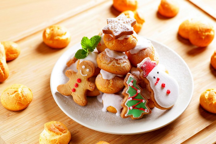 Christmas pastries and cookies on a plate