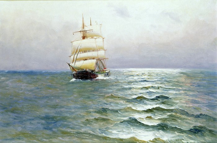 Sailing Ship on the Ocean by Alfred Jansen