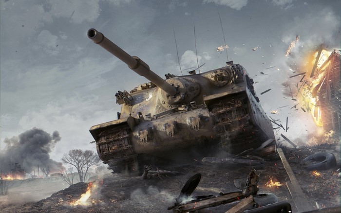 Tortoise tank in World of Tanks battle