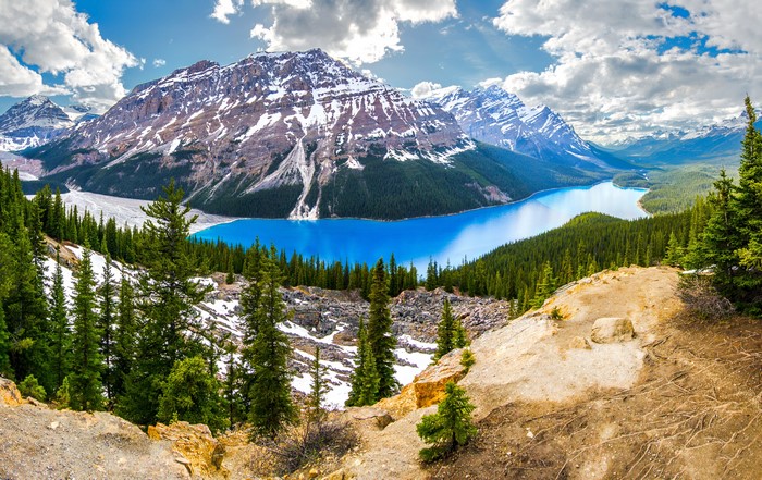 Peyto Lake and Mountains in Banff National Park, Canada