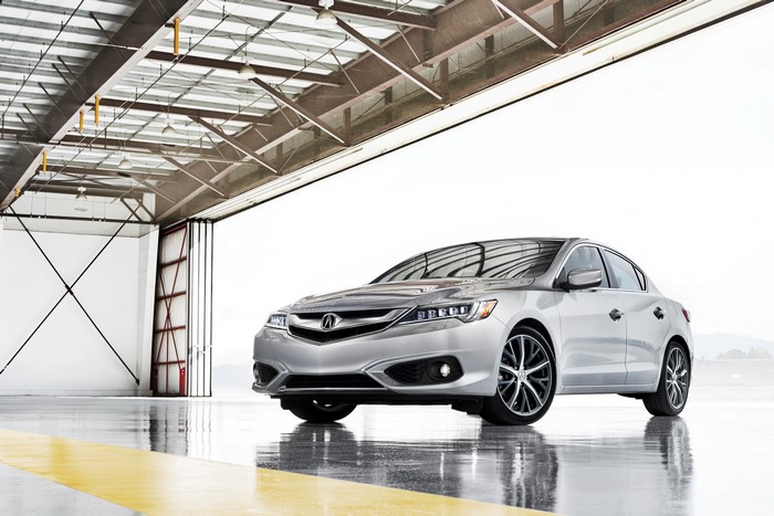 Silver 2016 Acura ILX in a hangar