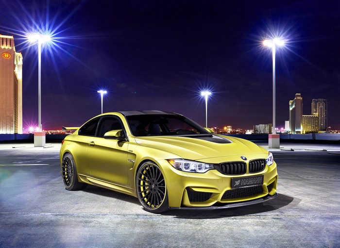 Yellow BMW M4 by Hamann at Night