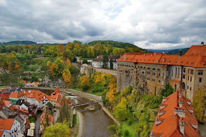 Cesky Krumlov Castle and Old Town with Vltava River