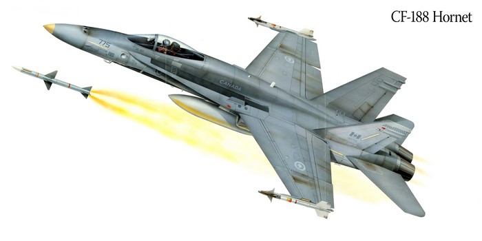 CF-188 Hornet launching missiles