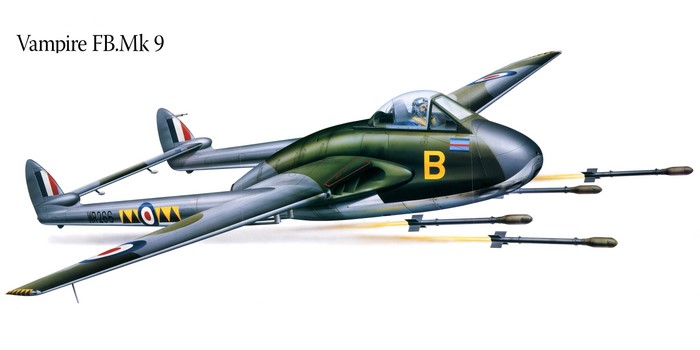 Vampire FB.Mk 9 Aircraft Firing Rockets