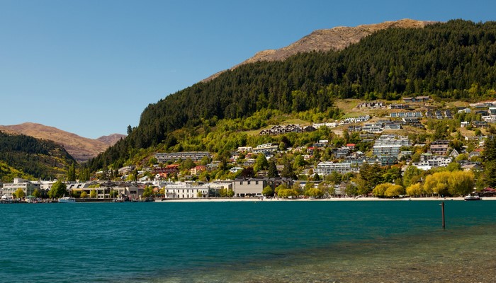 Queenstown, New Zealand Houses on Hillside Overlooking Lake Wakatipu