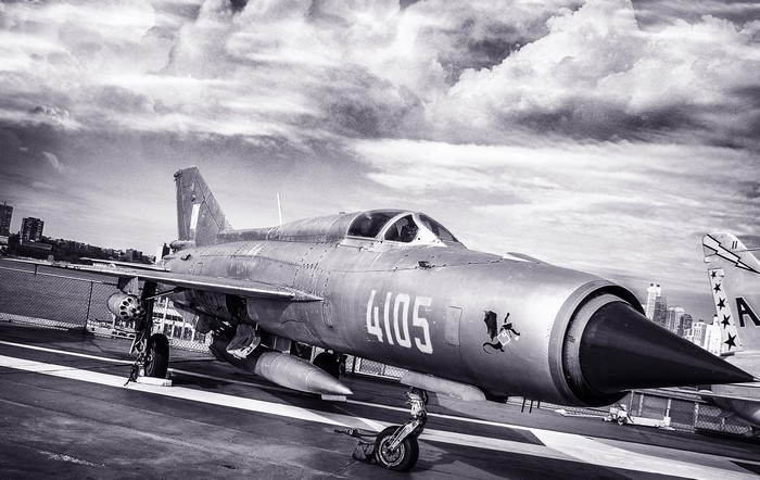Fighter Jet 4105 on Aircraft Carrier Deck